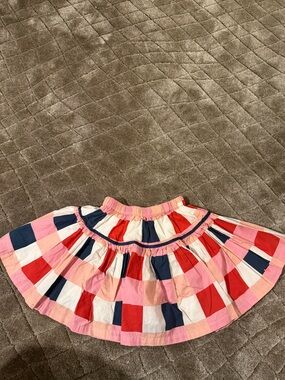 Pink Chicken Pink, Red & Navy Colorblock Tiered Cotton Skirt